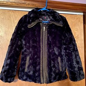 IZ Byer Girl black faux fur coat 14